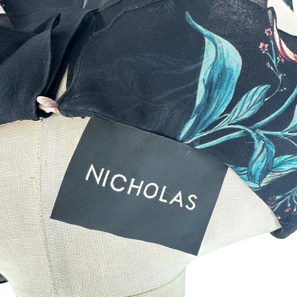 NICHOLAS Piper‎ Floral Cold Shoulder Blouse Floral Print Black Size US 4 - Picture 11 of 13